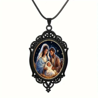 Gotycki naszyjnik ze stopu w stylu vintage z czarną obwódką i obramowaniem