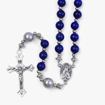 Pietra naturale e perla Medaglietta della Madonna Rosario di preghiera