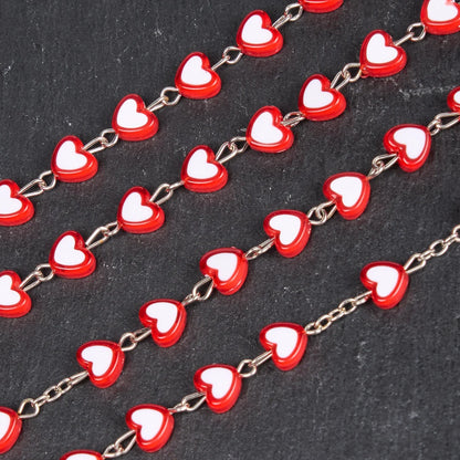 Rosario con catenina in acciaio inossidabile acrilico multicolore con Vergine Maria e Crocifisso a forma di cuore, diametro 6 mm (4 colori)