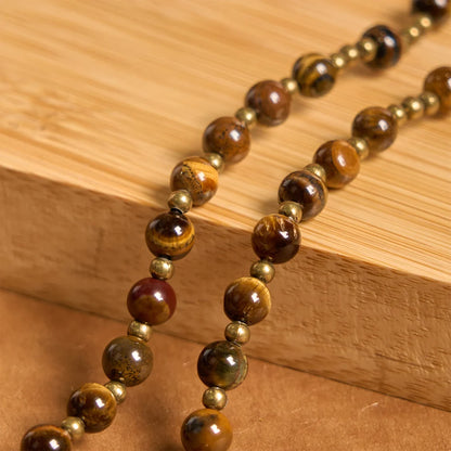 Bracciale rosario elastico fatto a mano con pietra occhio di tigre: un gioiello spirituale dal duplice utilizzo