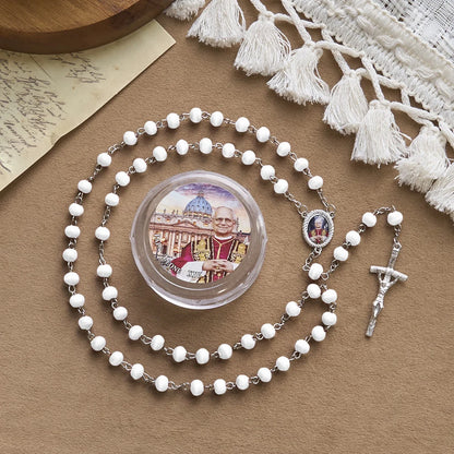 Papa Leone XIV Rosario di grani di legno rosso commemorativo: Tesoro spirituale