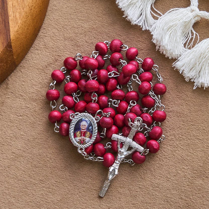 Papa Leone XIV Rosario di grani di legno rosso commemorativo: Tesoro spirituale