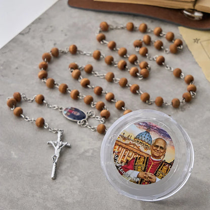 Papa Leone XIV Rosario di grani di legno rosso commemorativo: Tesoro spirituale