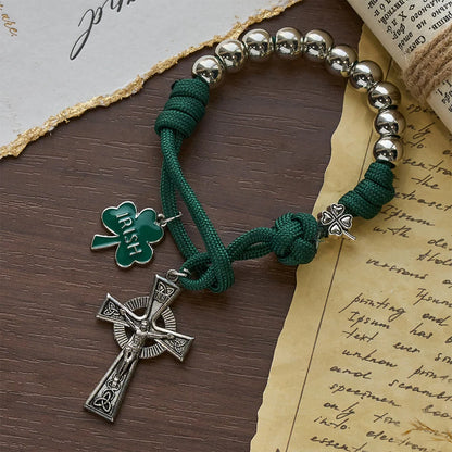 Rosario tascabile irlandese in paracord con benedizione e crocifisso celtico