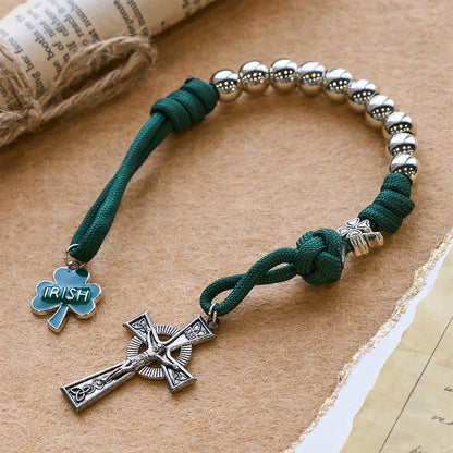 Rosario tascabile irlandese in paracord con benedizione e crocifisso celtico