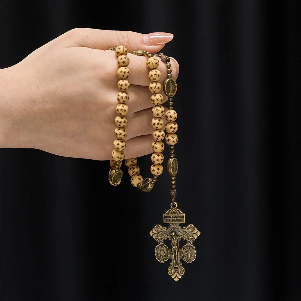 Rosario con la Stella della Divina Guida: grani in acrilico per devozioni e preghiere mariane