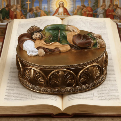 Supporto decorativo in resina per rosario con l'immagine di Gesù giacente: un connubio di arte e conforto spirituale