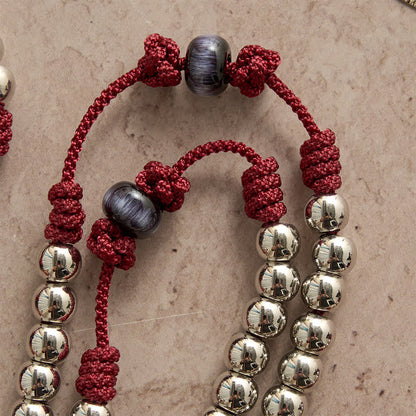 Rosario patriottico rustico in paracord con croce con bandiera USA, Dio e Patria sempre