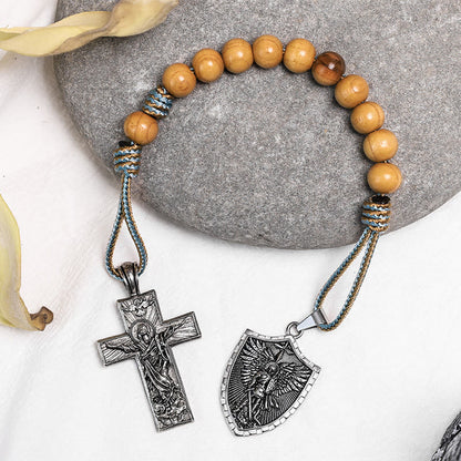 Rosario tascabile con croce di Gesù Spirito Santo e medaglia di San Michele Arcangelo